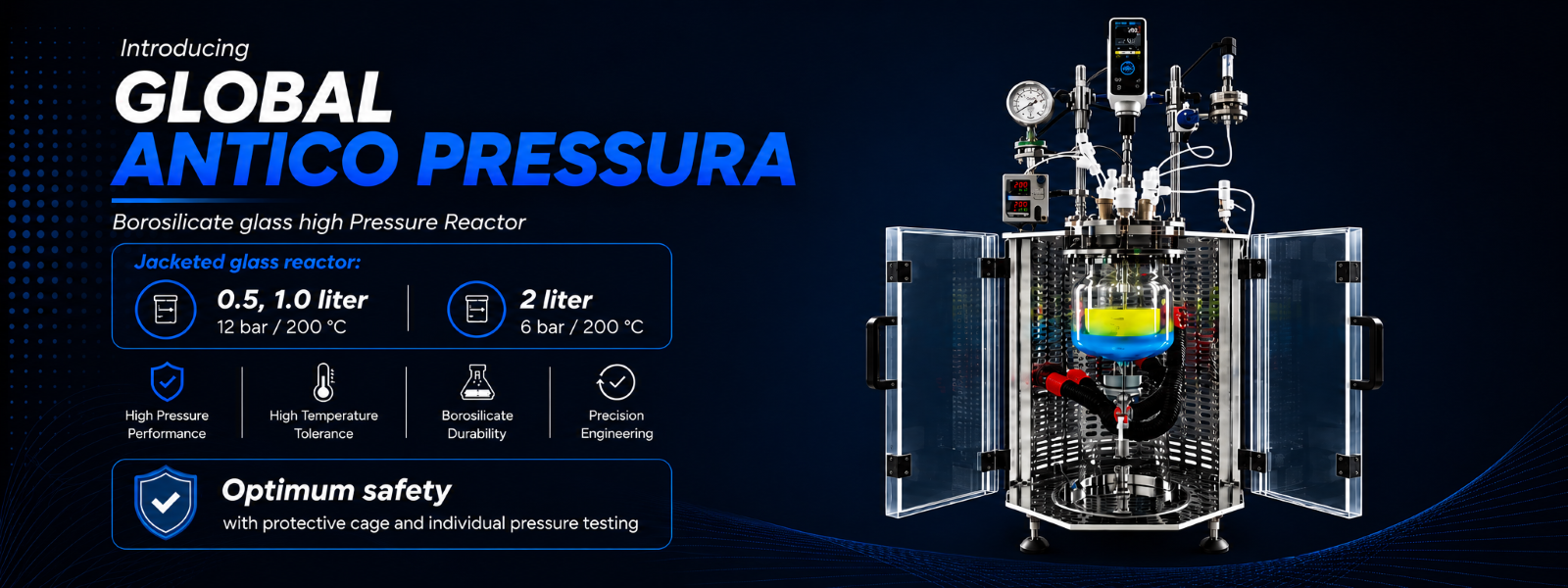 Global Antico Pressura — borosilicate glass high pressure reactor